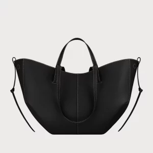 Sac à main seau en cuir plissé pour femme