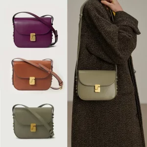 Sac Bandoulière Femme Vintage Cuir Véritable Violet
