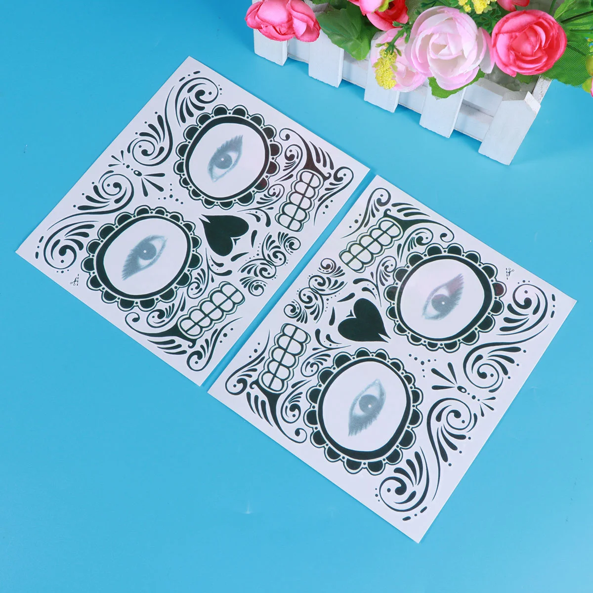 Tatouages Temporaires Halloween Visage Imperméables - Noir – Image 4