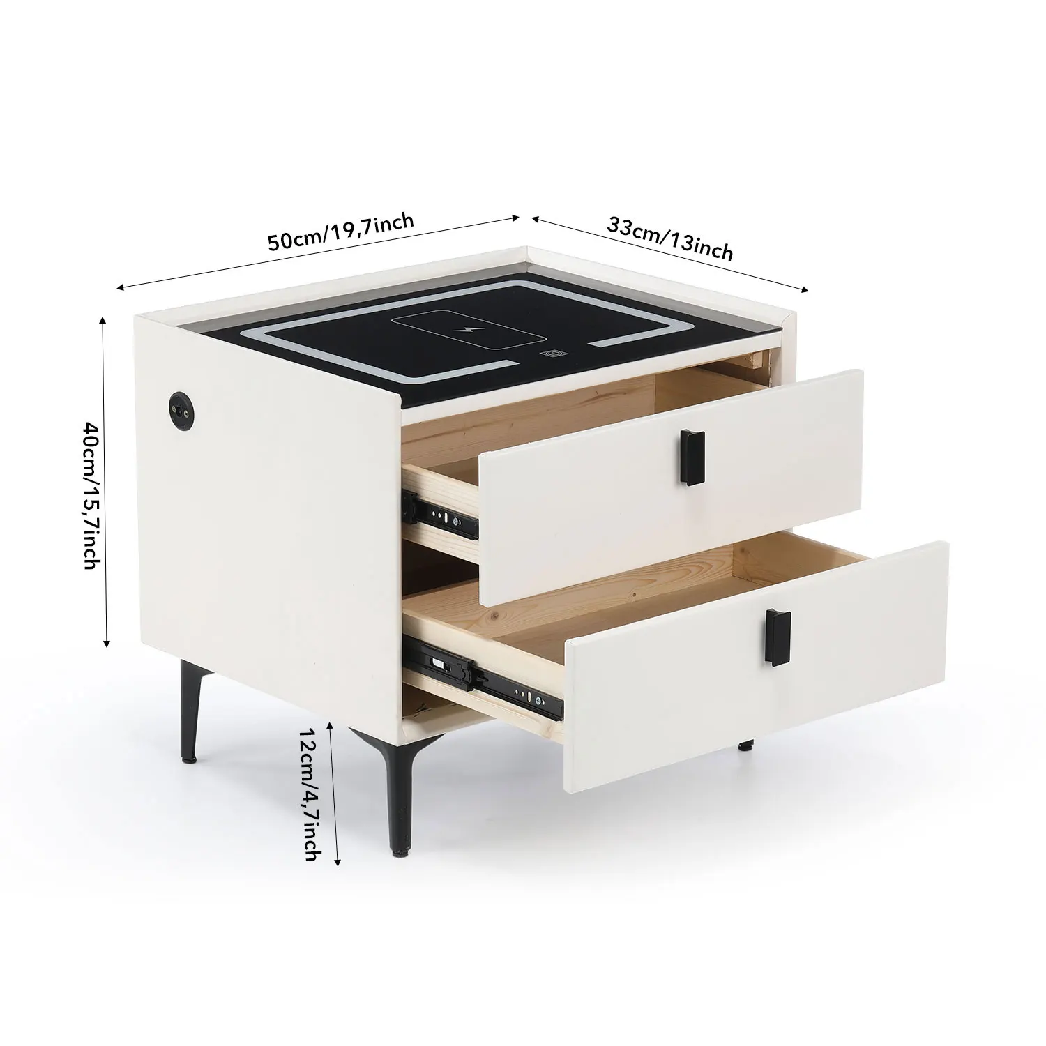 Table de chevet intelligente Oyajia avec chargement sans fil et lumière LED – Image 2