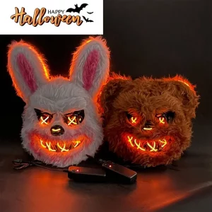Masque Lumineux Halloween Lapin/Ours Cosplay PVC