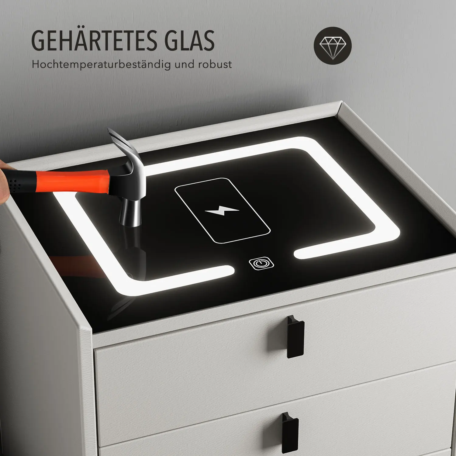 Table de chevet intelligente Oyajia avec chargement sans fil et lumière LED – Image 6