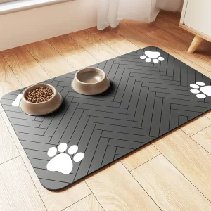 Tapis d'alimentation absorbant pour animaux de compagnie - Séchage rapide, imperméable, antidérapant