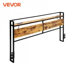 Tête de Lit VEVOR King Size avec Étagère et Prises USB - Noir et Marron