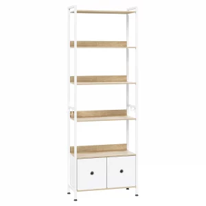 Bibliothèque Moderne sur Pied 5 Étagères avec Rangement