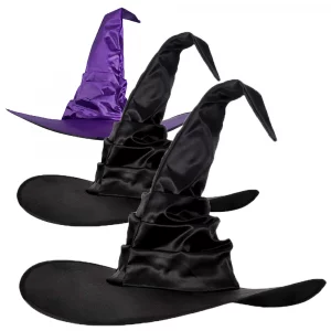 Chapeau de Sorcière Pliable Noir pour Halloween