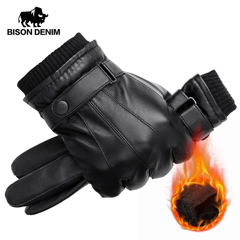 Gants en Cuir de Mouton BISON DENIM pour Homme - Tactiles et Chauds