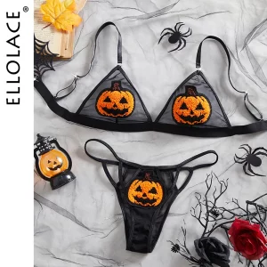 Ensemble Lingerie Femme "Citrouille Quacky" - Ellolace Halloween